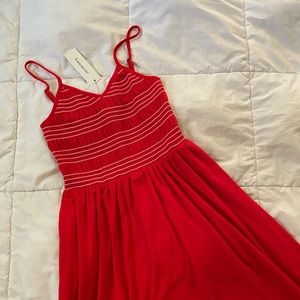 Francesca’s Red Smocked Maxi Dress